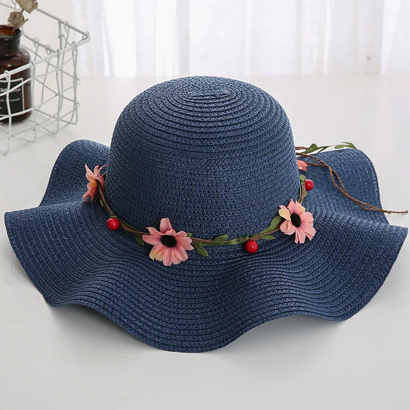 Women's Korean Style Flower Flowers Side Of Fungus Straw Hat