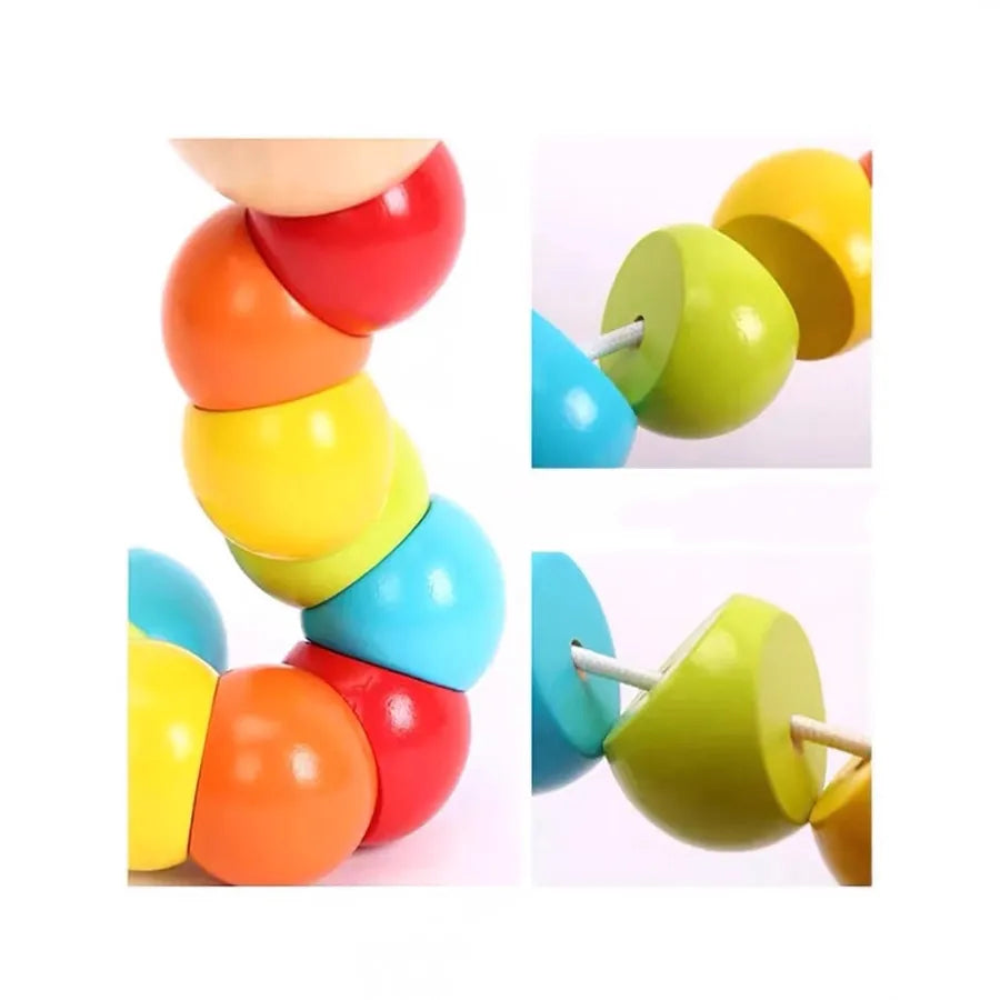 Educational Wooden Colorful Twisty Worm Model DIY Simulation Toy For Children Preschoolers Baby Intelligence Development Blocks