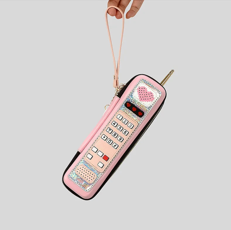 Pu Leather Mobile Phone Heart Shape Square Clutches