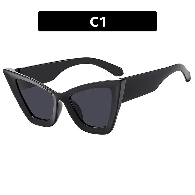 hip-hop exaggerated streetwear solid color ac cat eye full frame men's sunglasses