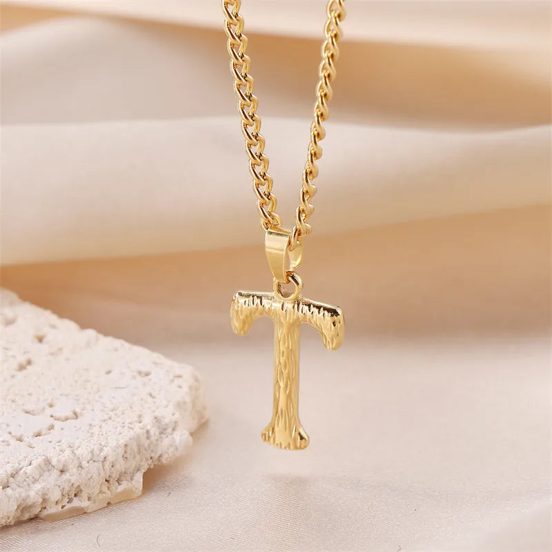 Wholesale Jewelry Sweet Simple Style Artistic Letter 201 Stainless Steel 304 Stainless Steel 18K Gold Plated Plating Pendant Necklace
