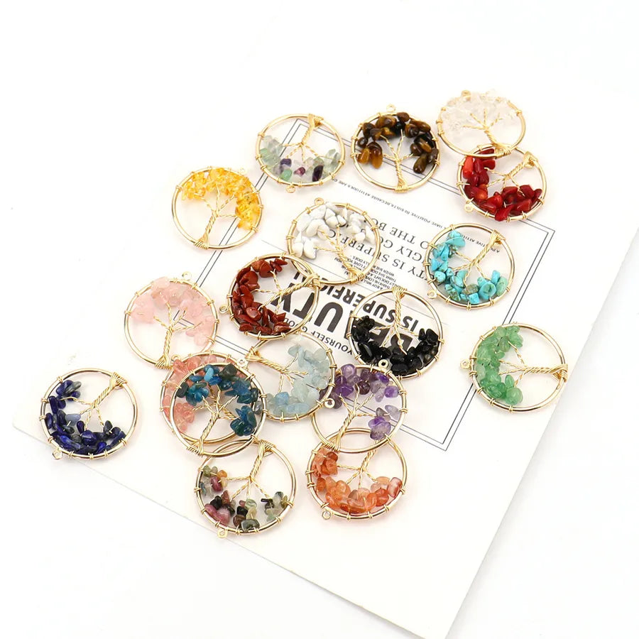 simple style lucky tree natural stone agate wholesale pendants