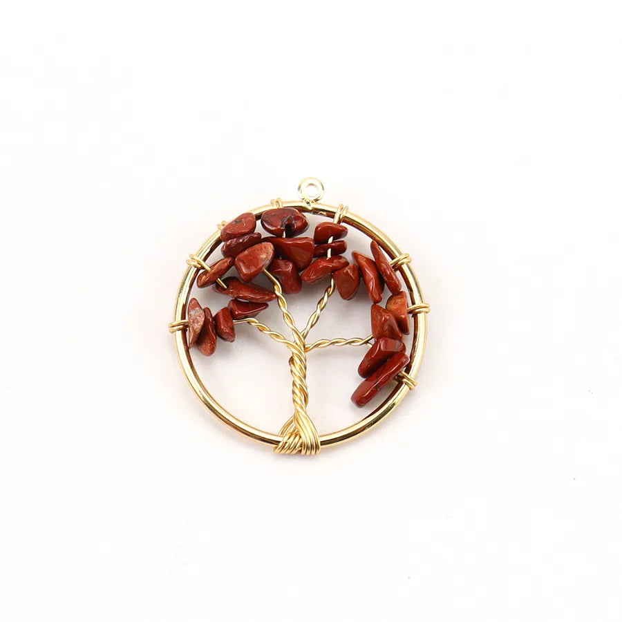 simple style lucky tree natural stone agate wholesale pendants