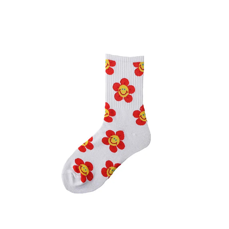 Women's Simple Style Color Block Cotton Crew Socks A Pair