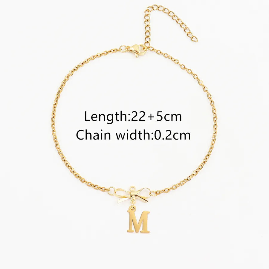 Wholesale Jewelry Elegant Simple Style Classic Style Letter Bow Knot 201 Stainless Steel 304 Stainless Steel Copper Anklet
