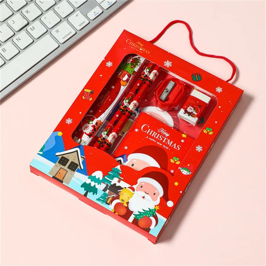 1 Set Cartoon School Christmas Wood Preppy Style Pencil