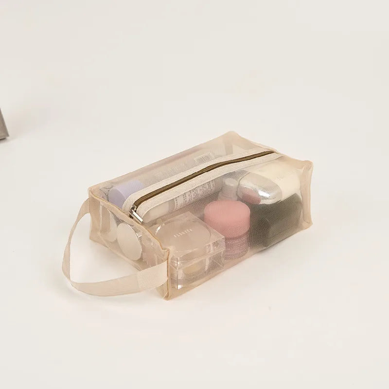 Travel Storage Three-piece Cosmetics Storage Bag Portable Travel Bag Mesh Storage Bag Folding Washable Coin Purse
