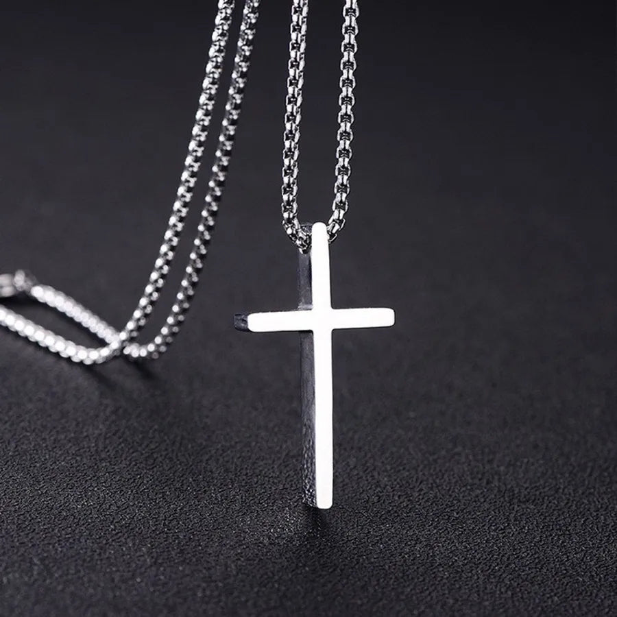 hip-hop cross stainless steel polishing plating men's pendant necklace