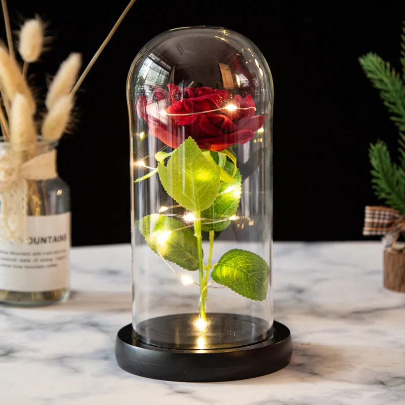 Romantic Rose Plastic Wood Glass Artificial flowers
