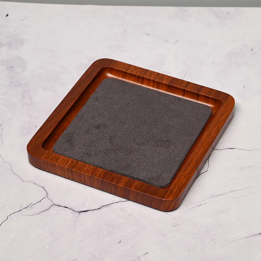 Handmade DIY Jewelry Display Plate Square Rectangle Hand Bracelet Ring Tray Artificial Wood Velvet Simple Style Jewelry Stand