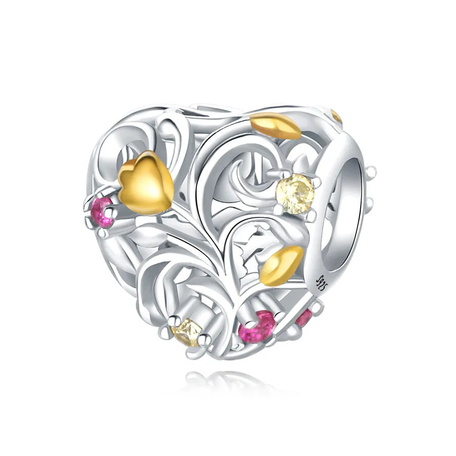 1 Piece Diameter 10mm 925 Sterling Silver Zircon Heart Shape Flower Jewelry Accessories