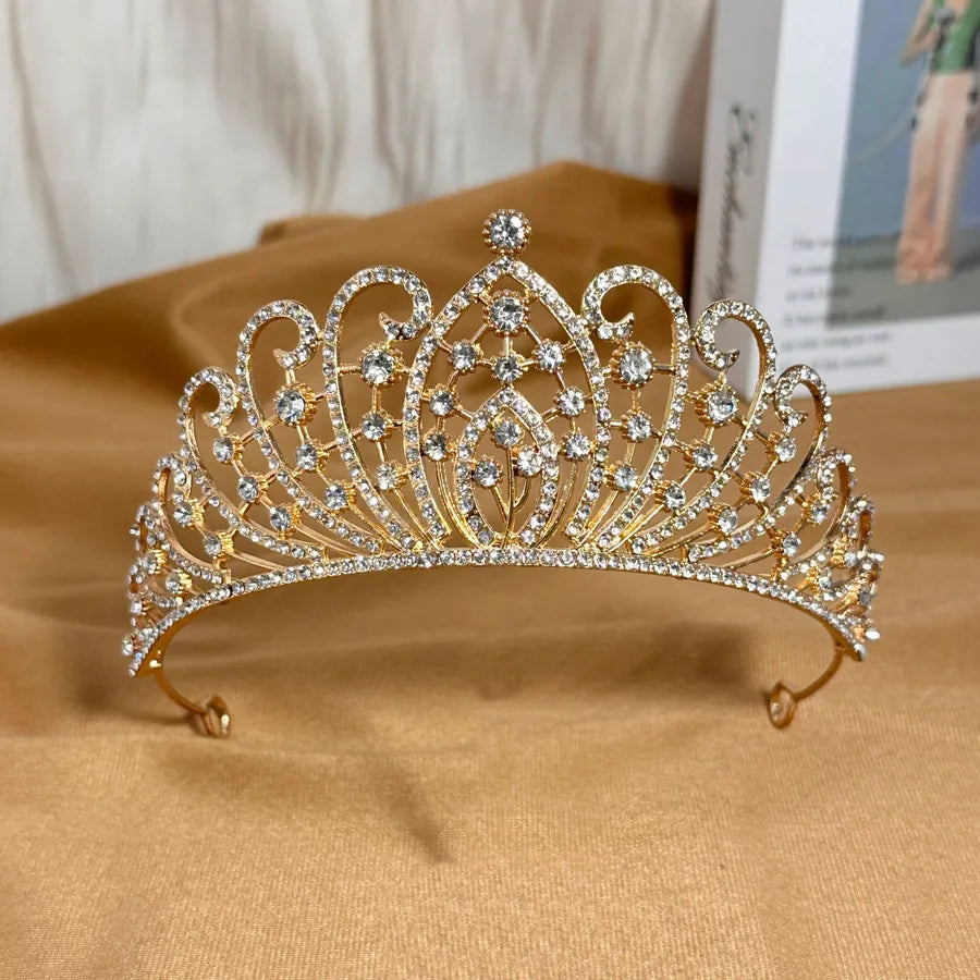 Bride Makeup Hair Accessories Retro Luxury Full Diamond Queen Crown Children's Performance All-match Color Diamond Pressure Hair Crown