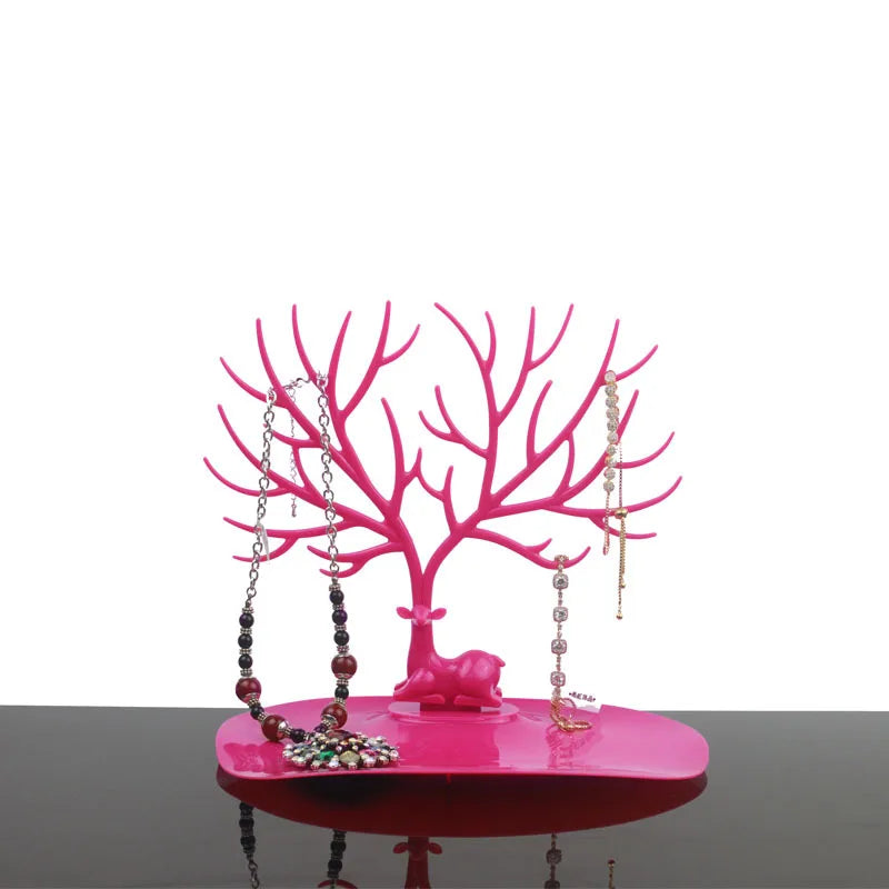 Deer Antler Jewelry Display Stand Earring Bracelet Holder Desktop Organizer Artistic Style Plastic Jewelry Tray For Try-On