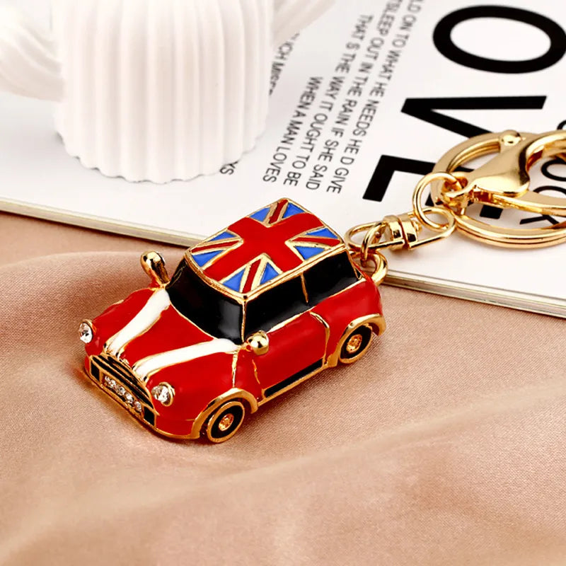 cute car metal diamond women's bag pendant keychain