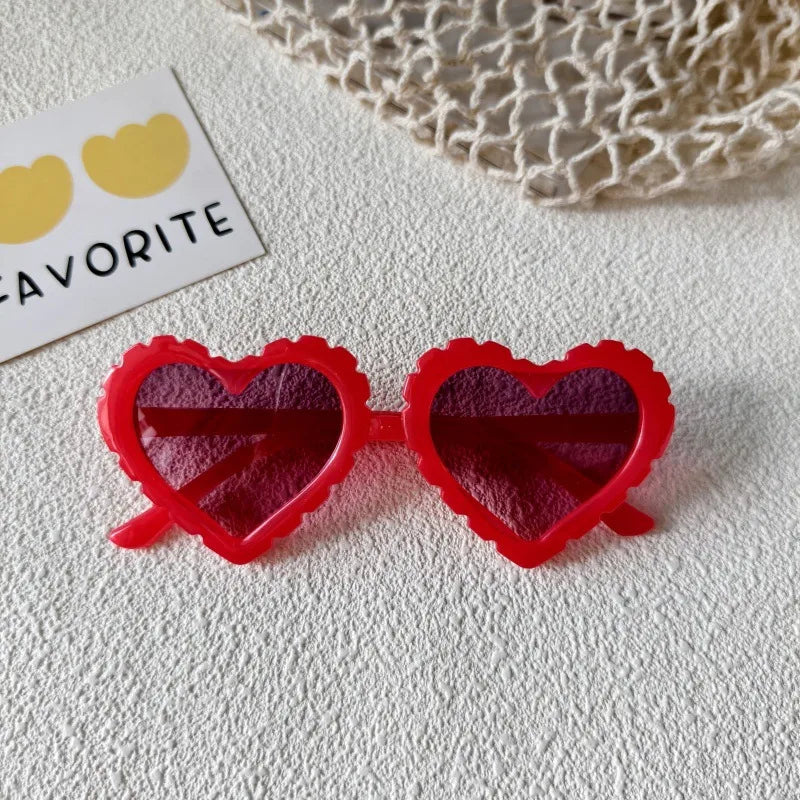 Sweet Simple Style Heart Shape UV400 Protection Resin Special-Shaped Mirror Full Frame Kids Sunglasses
