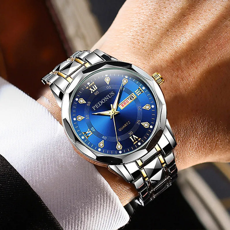 Explosive Watch Men's Watch Luminous Waterproof Business Casual Quartz Rivet Steel Belt Men's Watch Wholesale