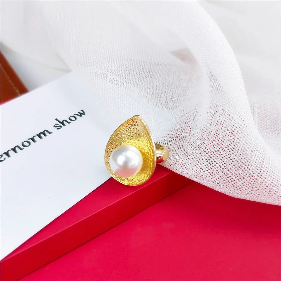 women's fashion geometric water droplets pu alloy rhinestone pearl