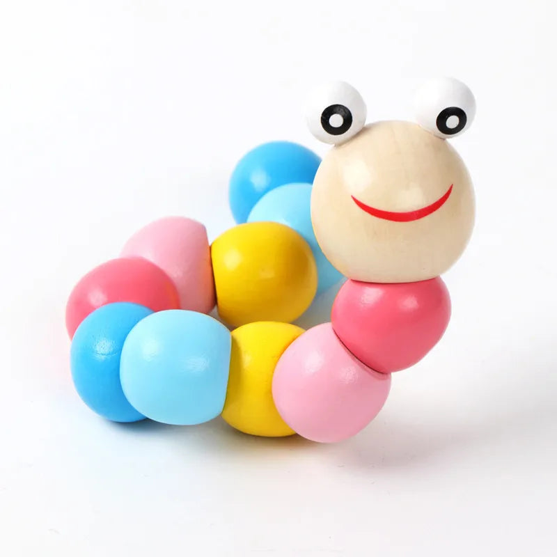 Children's eight-tone harp threading clock rainbow tower four sets of column shape plate twist insect baby educational toys wholesale