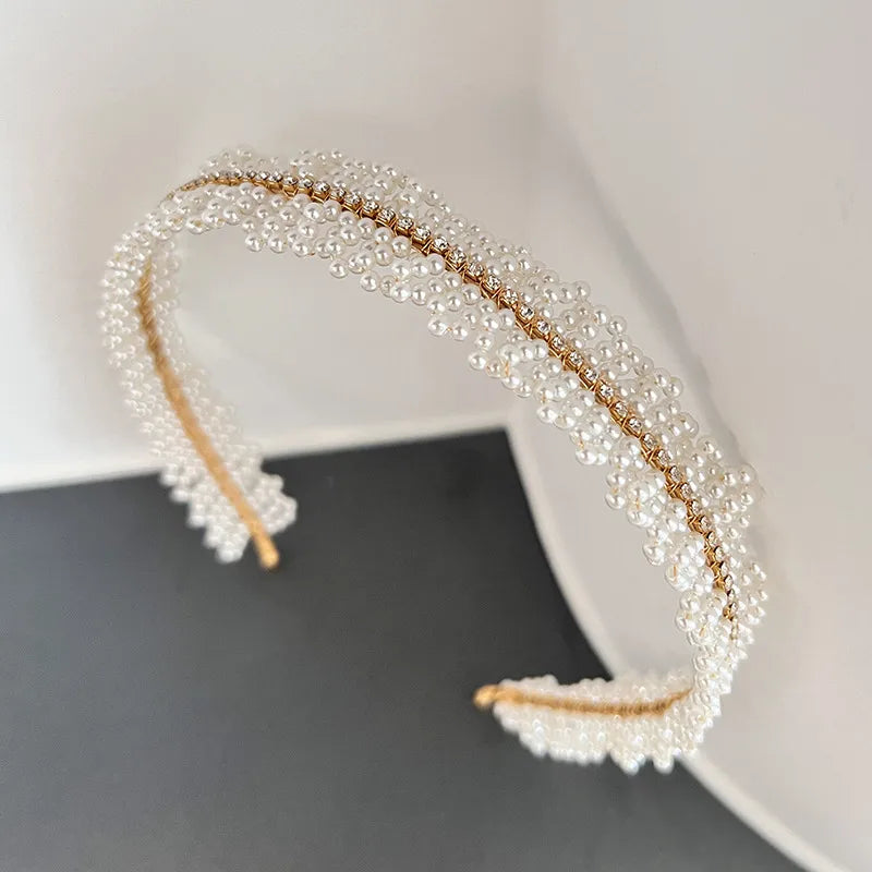 High-grade Super Fairy Elegant Simple Pearl Handmade Hair Band Headwear Exquisite Lady Fine Edge Headband Hair Strap Hair Accessories