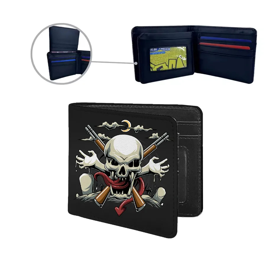 Men's Skull Pu Leather Flip Cover Wallets