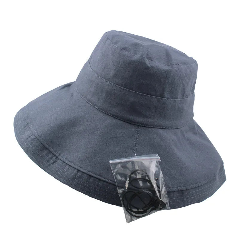 Women's Basic Solid Color Big Eaves Bucket Hat