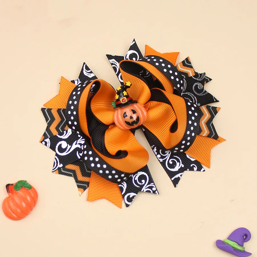Halloween Pumpkin Skeleton Bat Hair Clip Cartoon Night Horror Movie Hair Accessories For Children