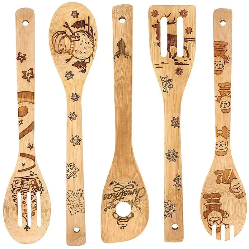 Simple Style Animal Letter Bamboo Shovel kit 5 Pieces Set