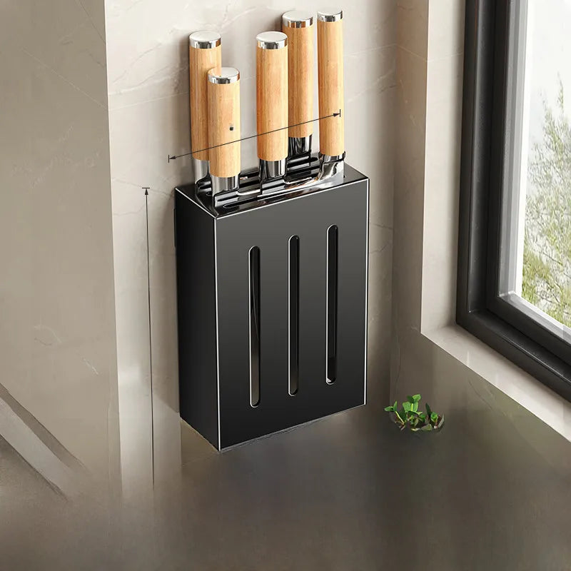 Kitchen knife holder knife storage rack punch-free wall-mounted storage box knife kitchen knife household knife storage seat