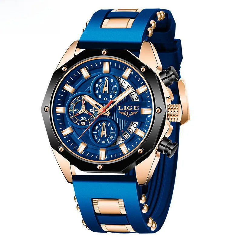 LIGE/LIGE 8908 sports quartz watch multifunctional six-pin calendar student youth Polygon Watch