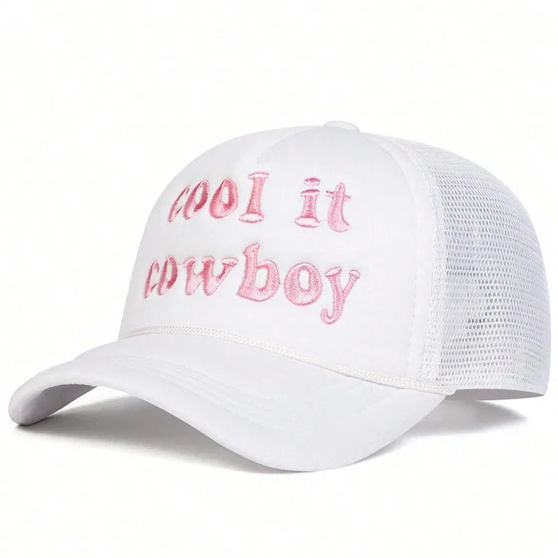 Unisex Casual Vacation Slogan Curved Eaves Mesh cap