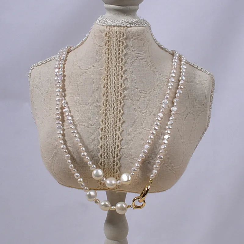 French Vintage Baroque Multi-Layer Long Sweater Chain Necklace Women's Pearl Pendant Collarbone Chain Fashion Jewelry Accessory