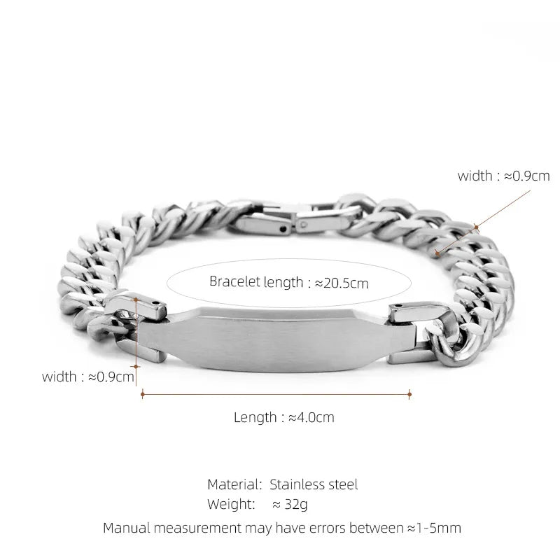 Hip-Hop Geometric 304 Stainless Steel Plating Men's Bracelets Men Chain Bracelets