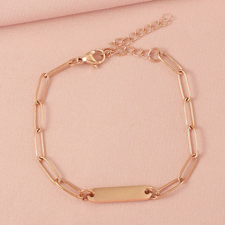 Simple Style Geometric 304 Stainless Steel Paperclip Chain Bracelets In Bulk