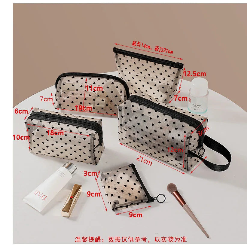 women's small all seasons nylon heart shape fashion square zipper cosmetic bag