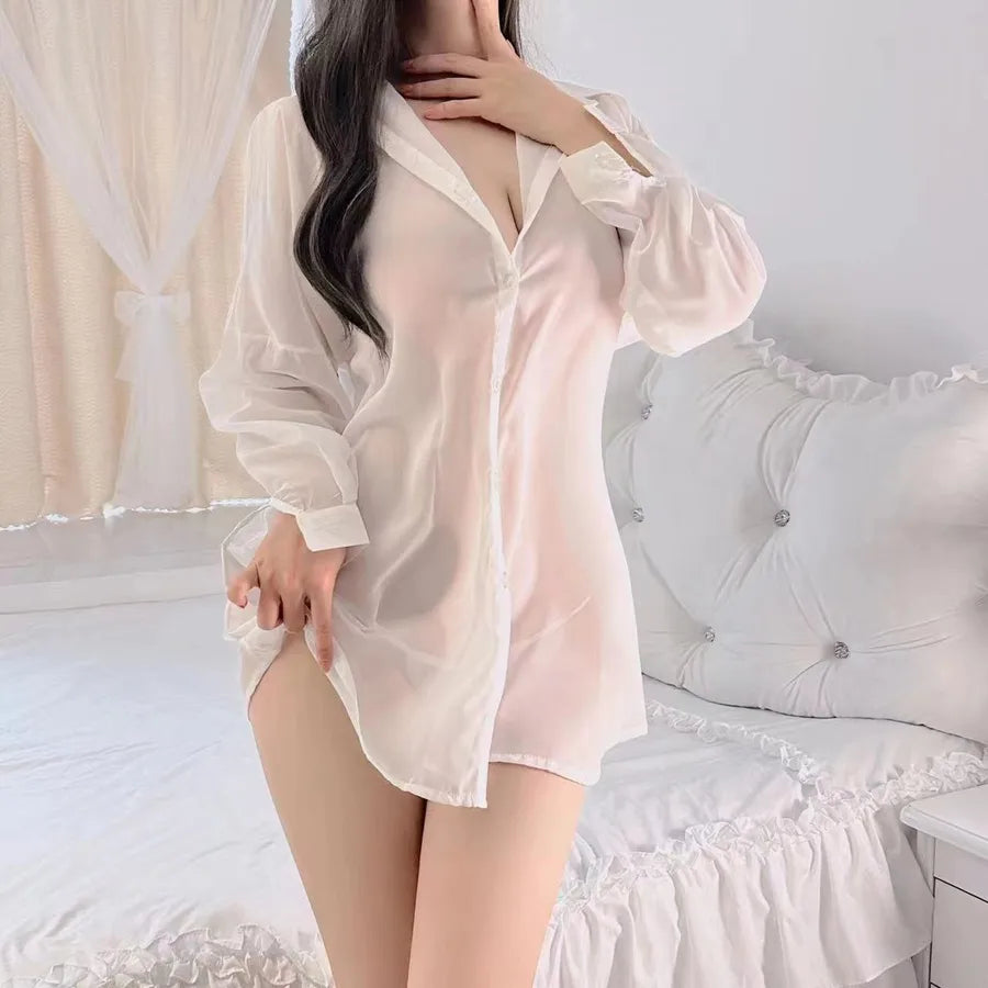 solid color transparent sexy hollow out backless sexy lingerie