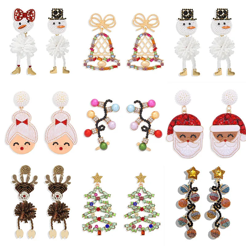 Christmas Cartoon Style Exaggerated Novelty Diamond Alloy Artificial Gemstones Earrings