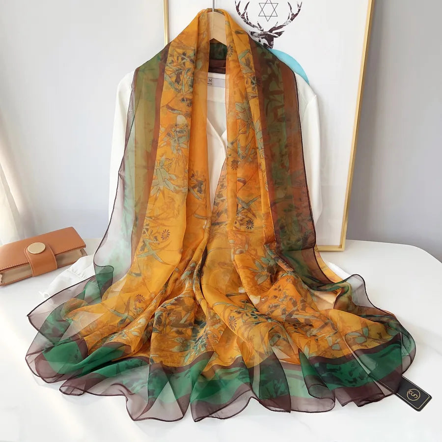 Women's Casual Geometric Polyester Printing Silk Scarf