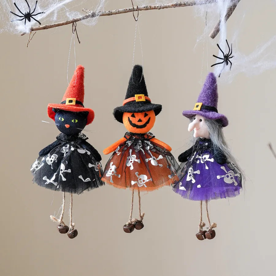 New Halloween Decorations Pumpkin Ghost Witch Doll Hanging Ornament Day Of The Dead Party Scene Costume Props Silk Material