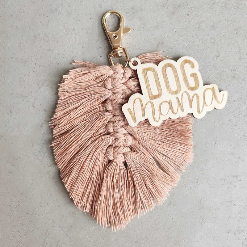 mama letter tassel cotton thread braid mother's day bag pendant keychain