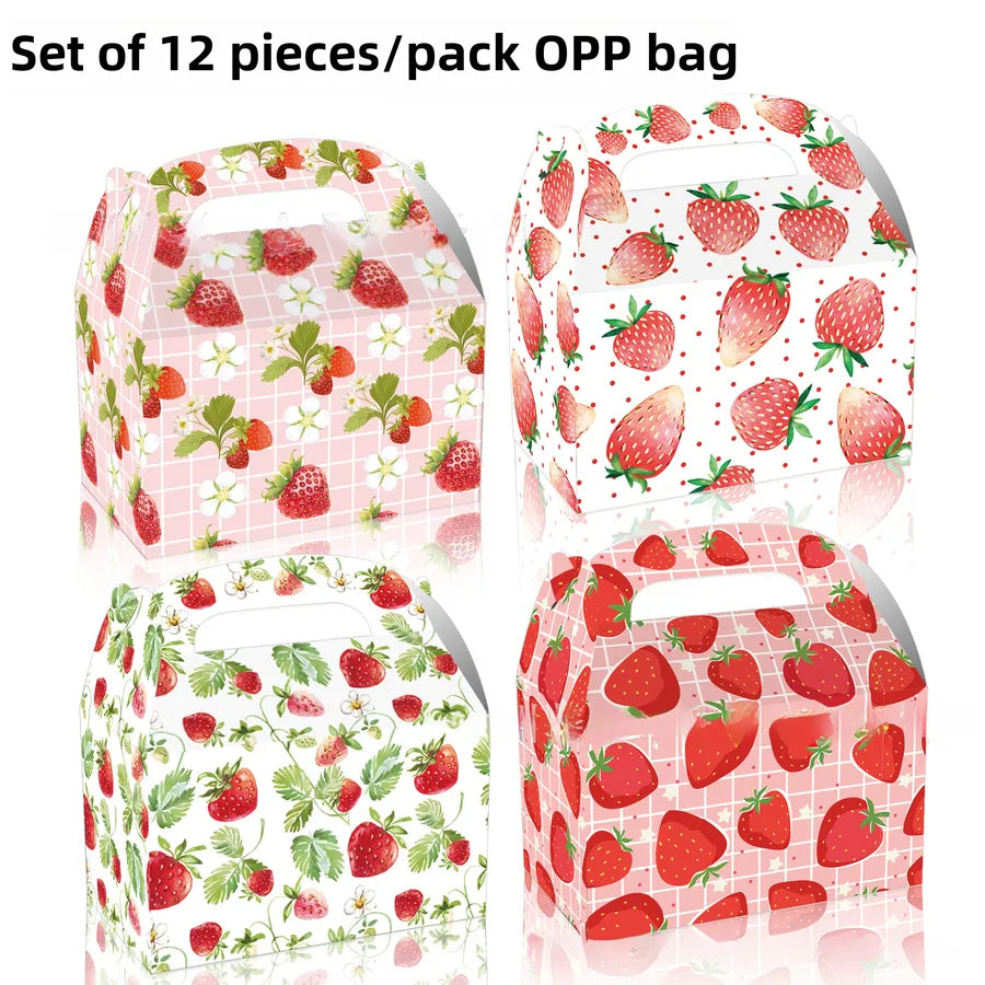 DD341   in stock strawberry fruit flower party gift candy horn portable paper box