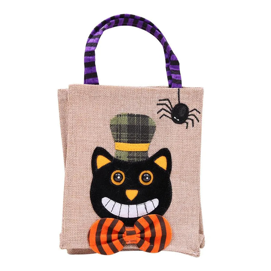 halloween cartoon pumpkin witch gift bag burlap handbags