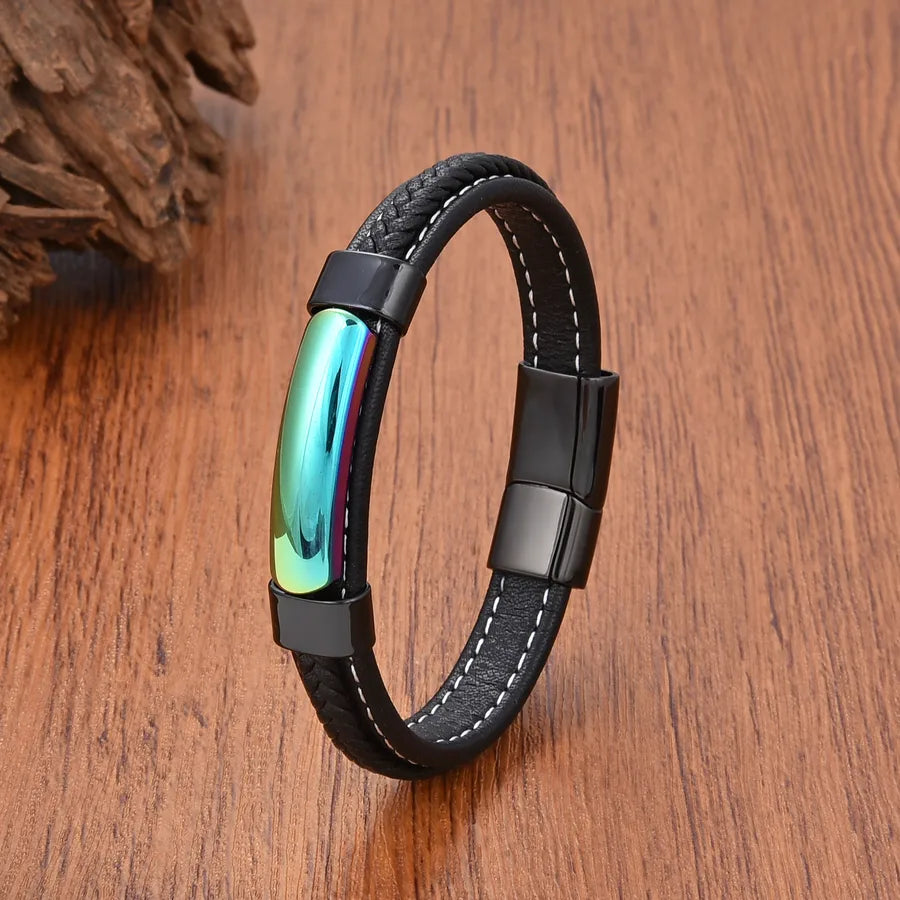 Vintage Style Geometric Turquoise 304 Stainless Steel Leather rope Wholesale Bracelets