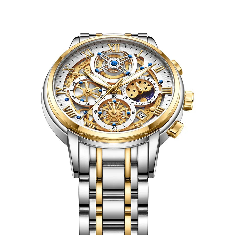 LIGE  Special for New Explosions Men's Quartz Watch Multifunctional Waterproof Watch Hollow Concept Watch