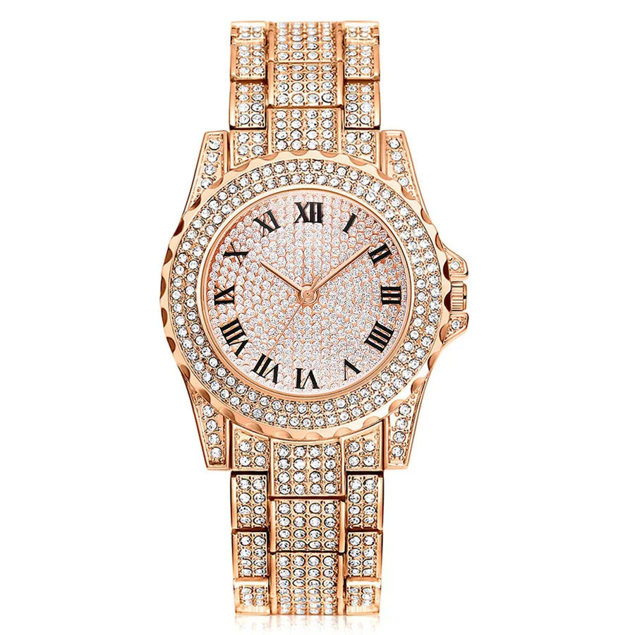 Shiny Solid Color Single Folding Buckle Quartz Women's Watches