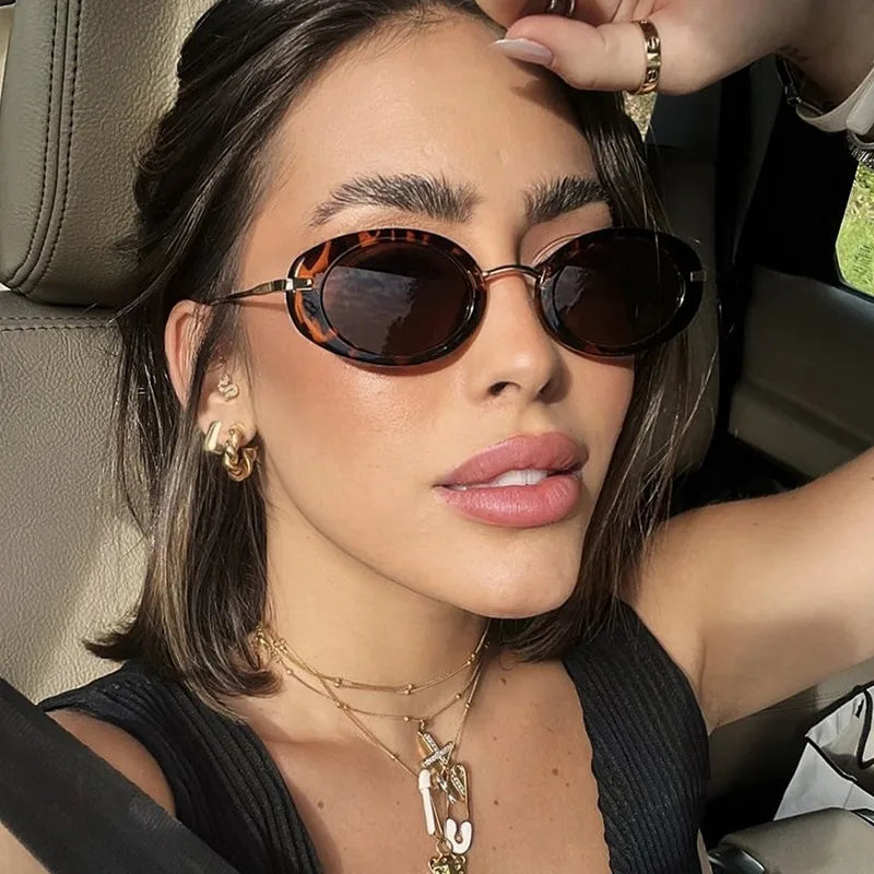 Vacation Simple Style Solid Color Pc Oval Frame Full Frame Women's Sunglasses