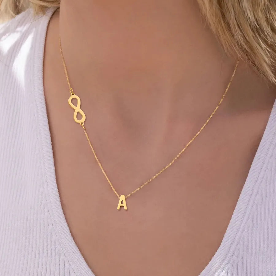 Wholesale Jewelry Elegant Simple Style Classic Style Letter Infinity 201 Stainless Steel 304 Stainless Steel cable chain Pendant Necklace