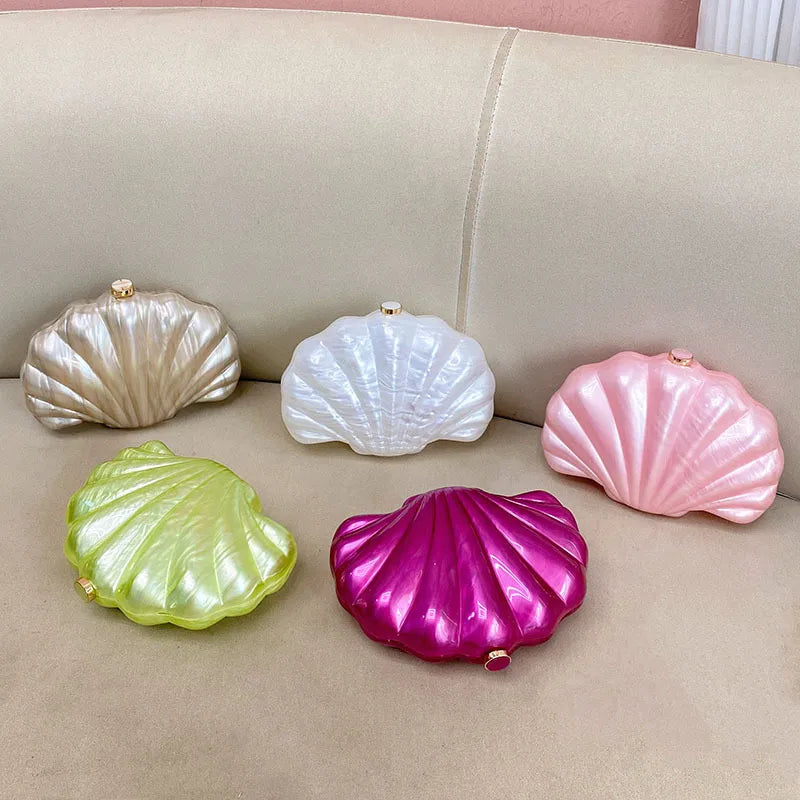 Arylic Solid Color Shell Evening Bags