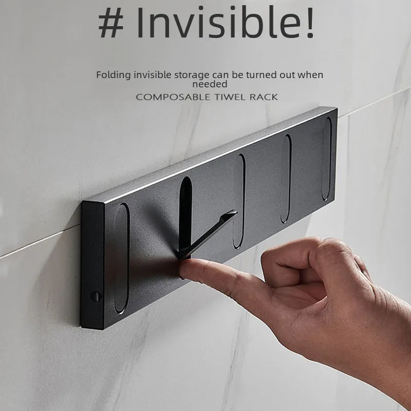 Invisible Hook Door Rear Fitting Room Entrance Coat Hook Wall Hanging Bathroom Clothes Hook Row Hook Punch-Free Folding