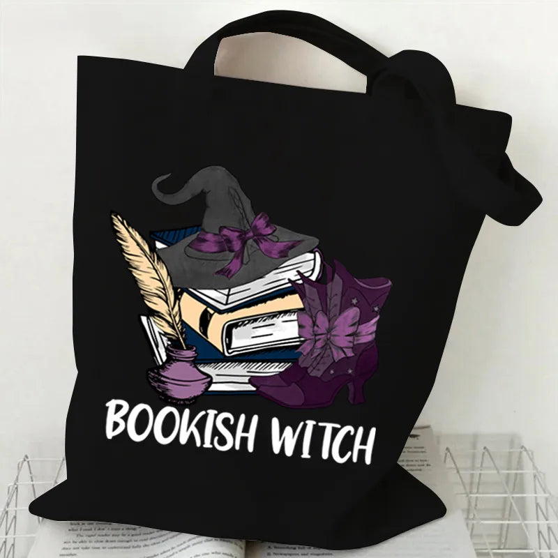 Halloween Printed Canvas Bag Single Shoulder Foldable Handbag Shopping Bag Large Size Square Shape Tote Bag With Double Strap