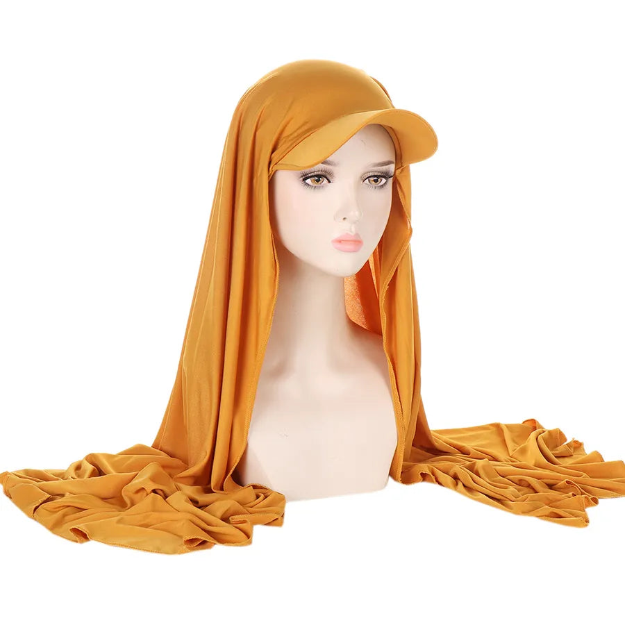 New Style Pure Color Women's Scarf Hat Middle East All-Match Overhead Muslim Headscarf Cap Spring Summer Autumn Winter